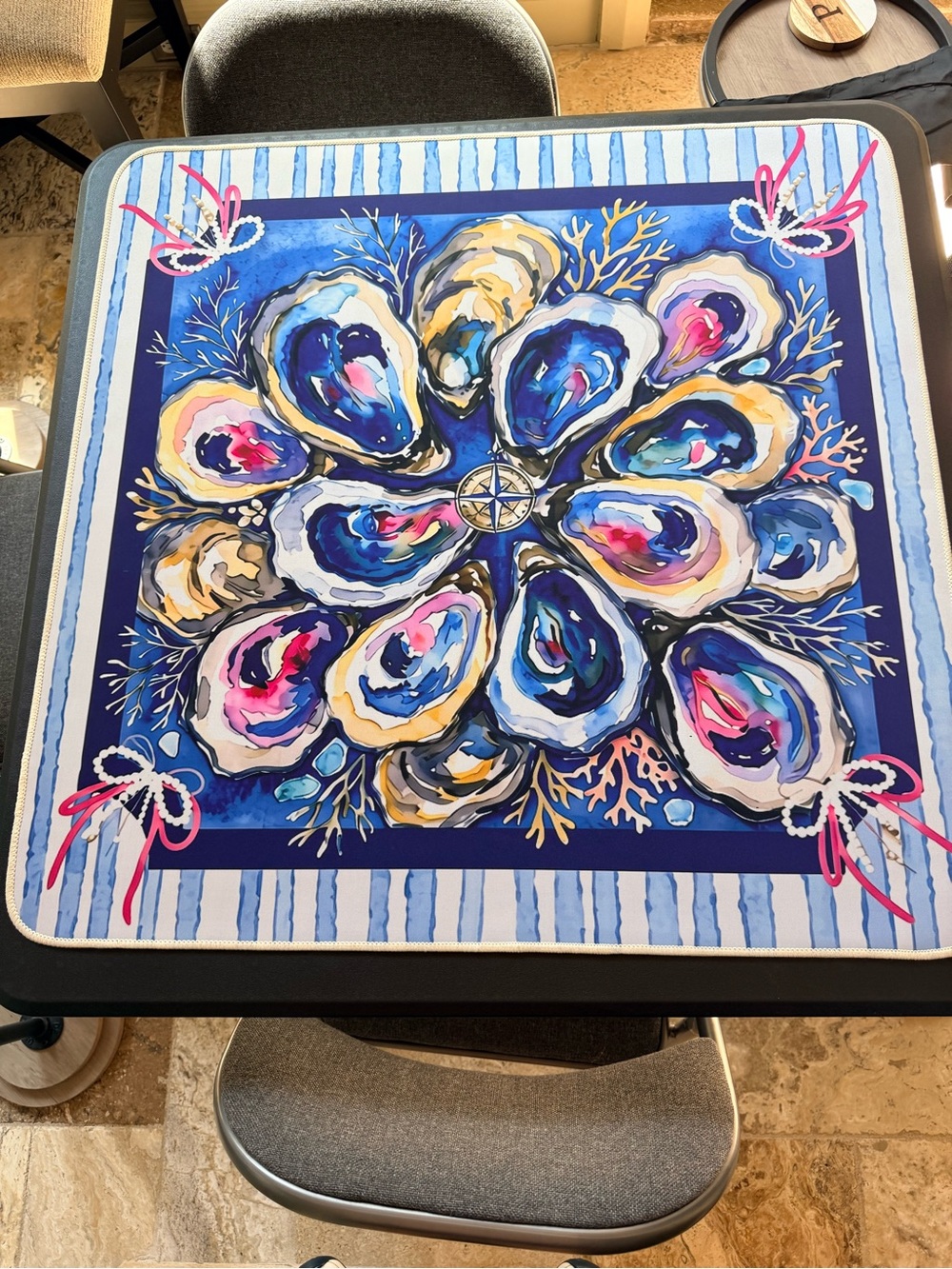 Mahjong New Coastal Pattern Mat. Stunning rich colors. Will ship rolled bag. - Picture 2 of 7